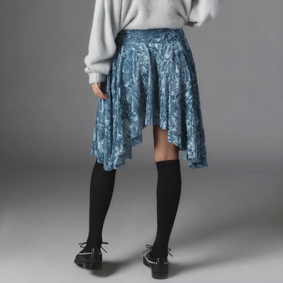 Urban Outfitters Crushed Velvet Mini Skirt Blue Large - Picture 4 of 14